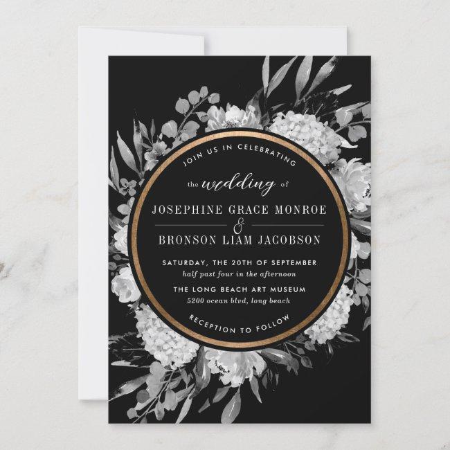 Modern Black And White Watercolor Floral Frame