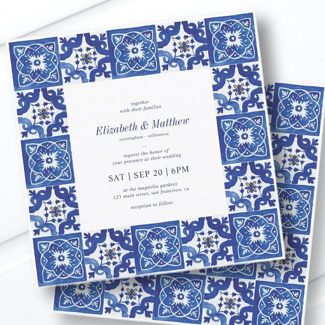 Modern Blue & White Mediterranean Tiles Wedding