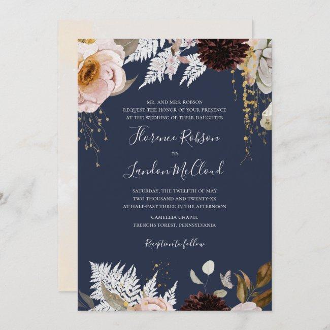Modern Blush Floral | Navy Traditional Wedding