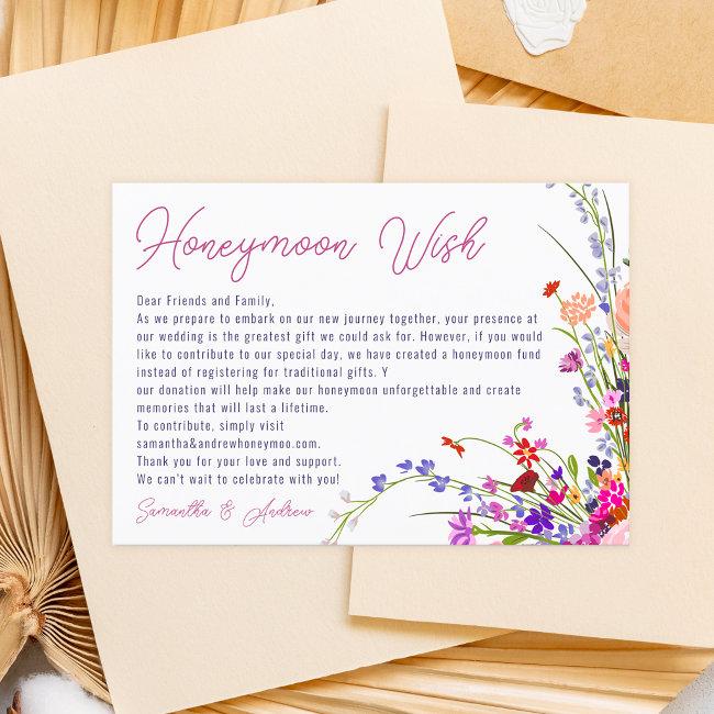 Modern Chic Wild Flowers Wishing Well Wedding Enclosure Card