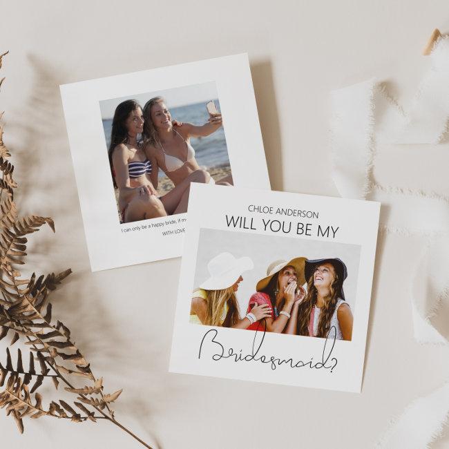 Modern Double Sided Photo Bridesmaid Proposal
