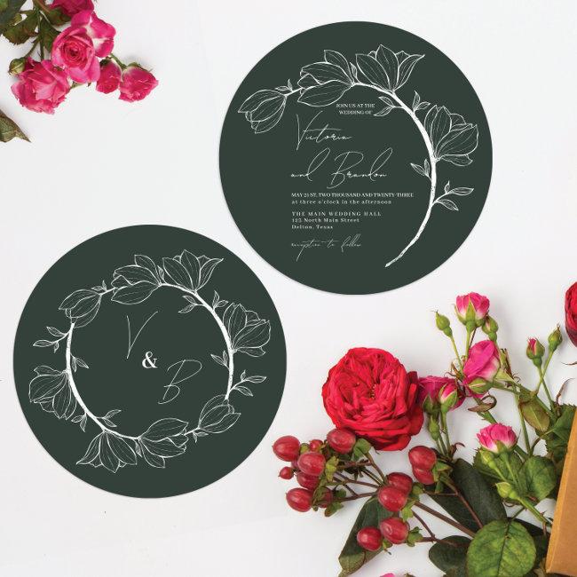 Modern Elegant Floral Circle Branch Wedding