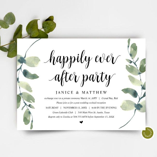 Modern Eucalyptus, Black, Wedding Elopement Party