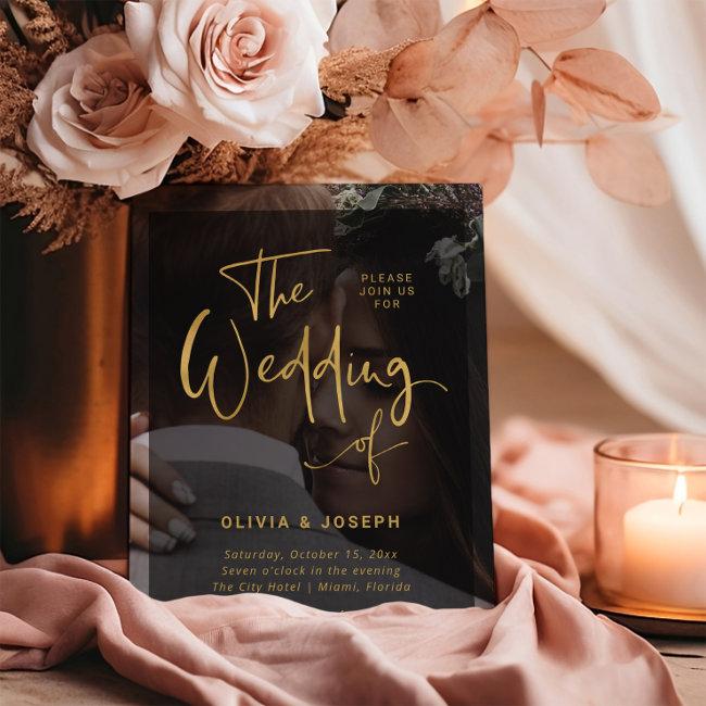 Modern Faux Gold And Black Overlay | Photo Wedding