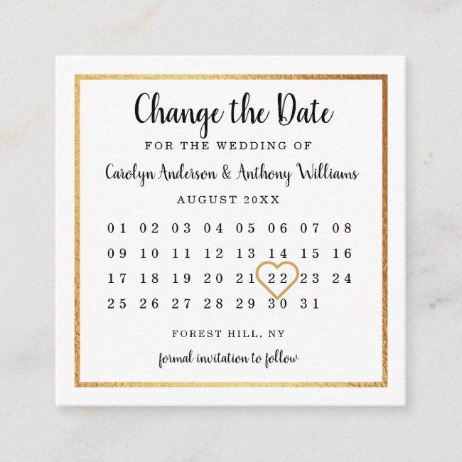 Modern Gold Foil Calendar Change The Date Enclosure Card
