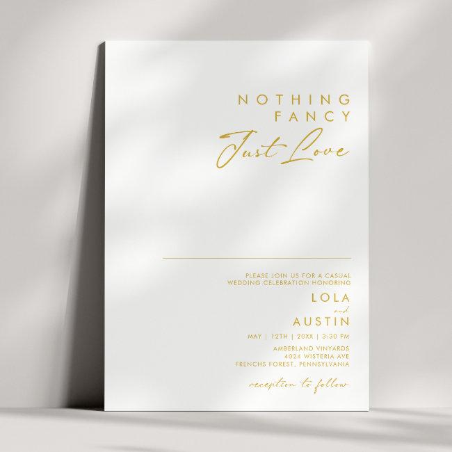 Modern Minimalist Gold Font Nothing Fancy Wedding
