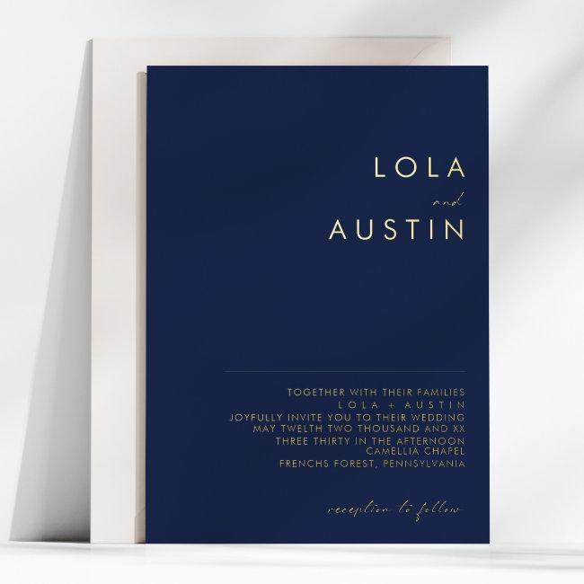 Modern Minimalist | Navy And Gold Wedding Real Foil