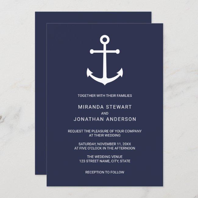 Modern Nautical Navy Blue Anchor Wedding
