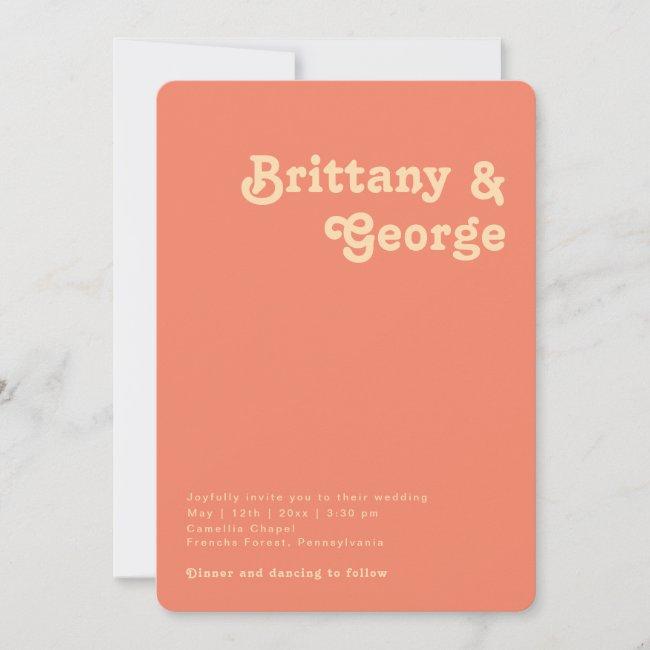 Modern Retro | Coral Casual Rounded Edges Wedding