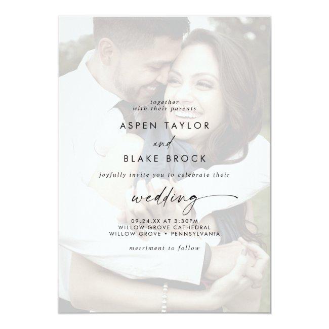 Modern Script | Faded Photo Front And Back Wedding