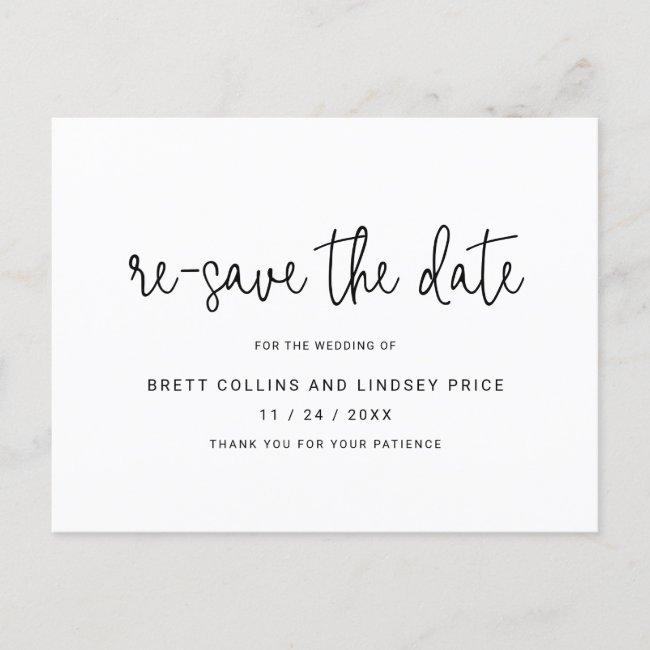 Modern Script Typography Wedding Re Save The Date Announcement Post