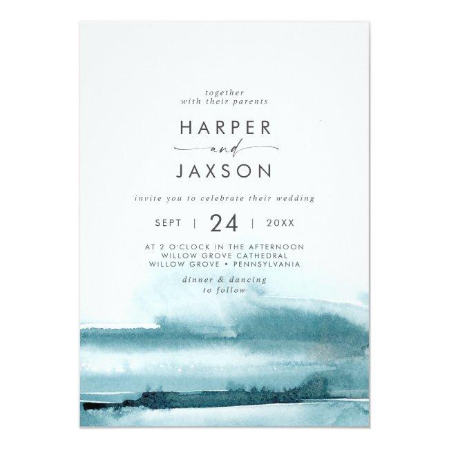 Modern Watercolor | Teal Front And Back Wedding