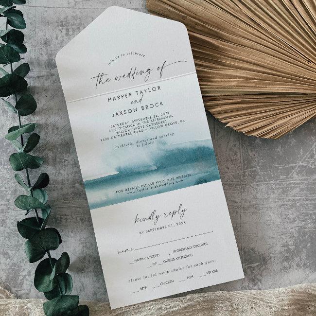 Modern Watercolor | Teal Wedding All In One