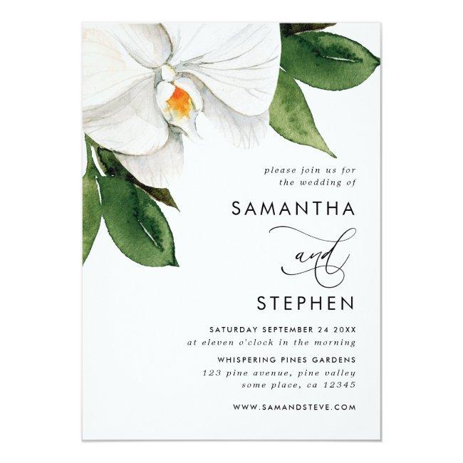 Modern Watercolor White Orchid Wedding