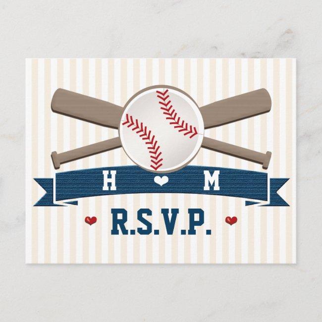 Monogrammed Baseball Wedding Rsvp Post