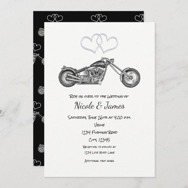 Motorcycle Black & Silver Hearts Biker Wedding