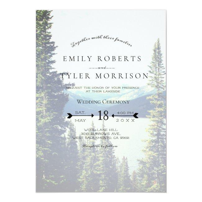 Mountain Woodland Forest Lakeside Wedding Invite ©