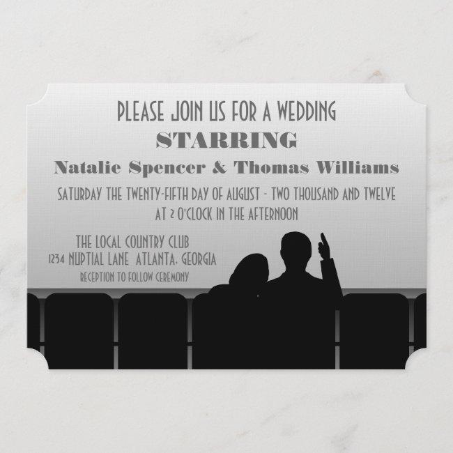 Movie Theater Wedding Invite, Gray
