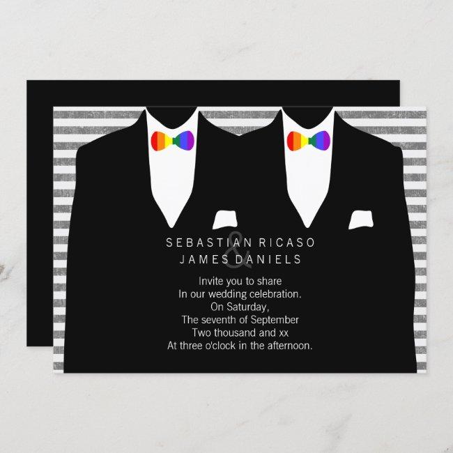 Mr And Mr Suit And Rainbow Bow Tie Gay Wedding