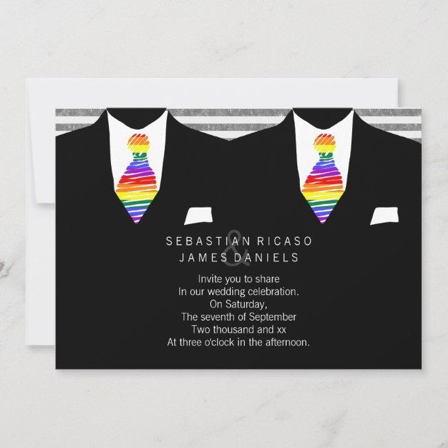 Mr And Mr Suit And Rainbow Tie Gay Wedding