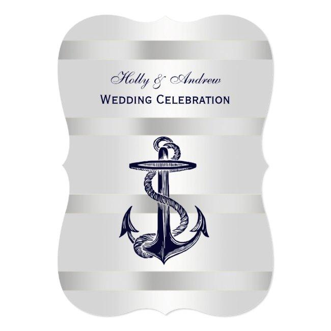 Nautical Blue Anchor Silver Wt Bg V Wedding