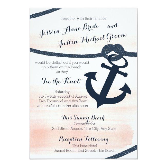 Nautical Blush And Navy Rope And Anchor Wedding
