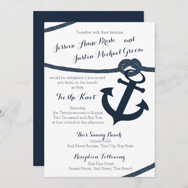 Nautical Rope And Anchor Dark Navy Wedding