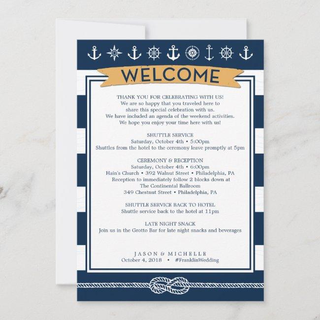 Nautical Wedding Itinerary - Wedding Welcome