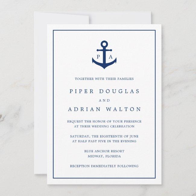 Navy Blue Anchor Monogram Nautical Wedding
