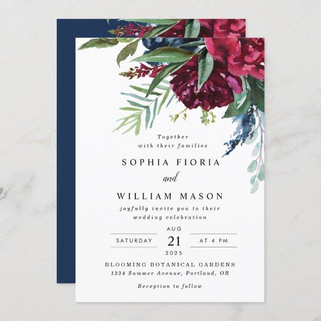 Navy Burgundy Floral All In One Wedding