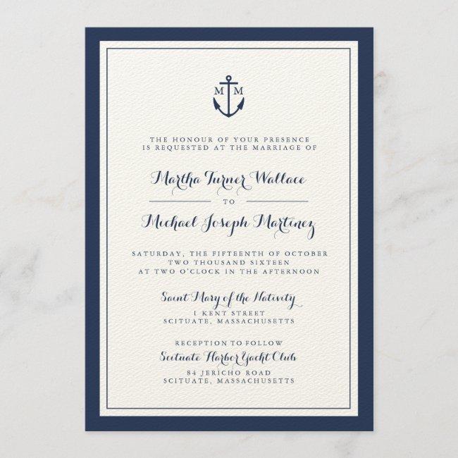 Navy & Cream Monogram Anchor Wedding
