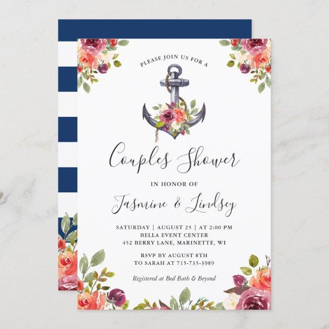 Navy Nautical Anchor Floral Wedding Couples Shower