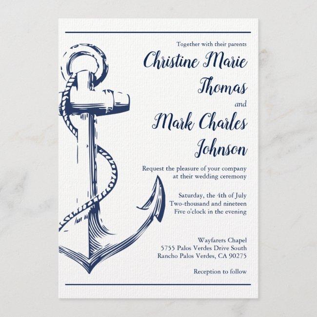 Navy Nautical Sketch Anchor Script Font Wedding