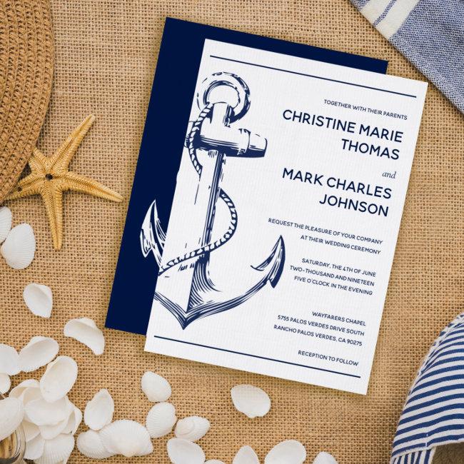 Navy Nautical Sketch Anchor Wedding