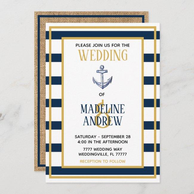 Navy Nautical Stripes Anchor Wedding
