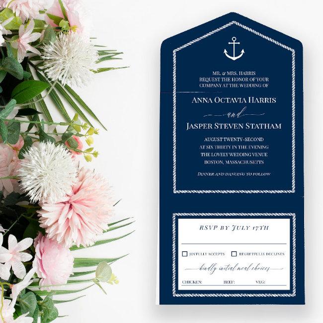 Navy White Anchor Nautical Wedding All In One