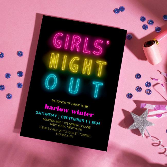 Neon Lights Girls' Night Out Bachelorette Party