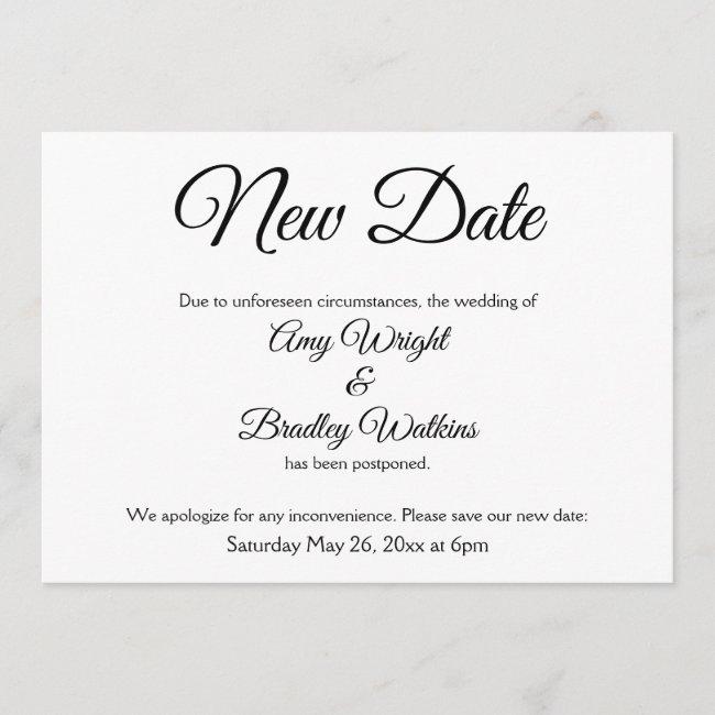 "new Date" Elegant Postponed Wedding Announcement