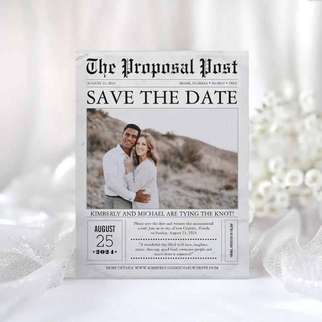 Newspaper Save The Date Photo Post