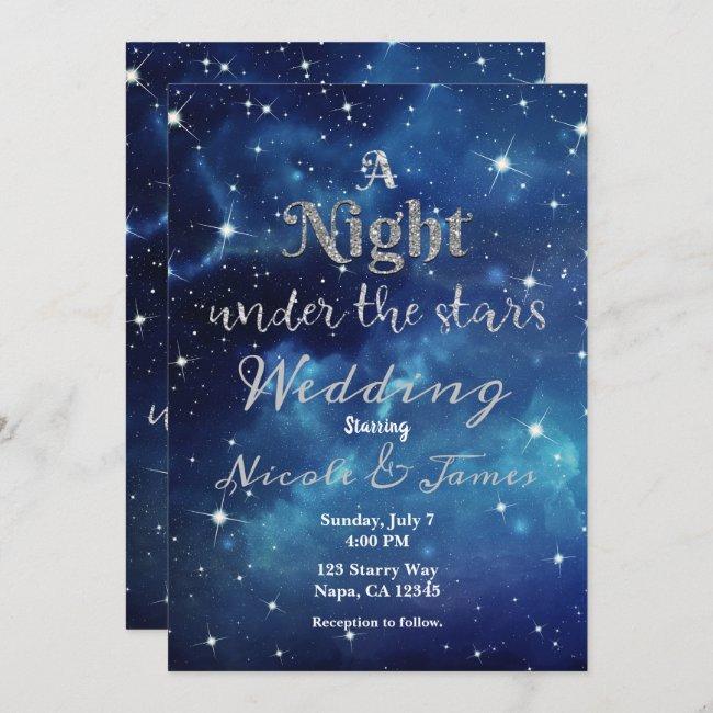 Night Under The Stars Blue Starry Sky Wedding Invi
