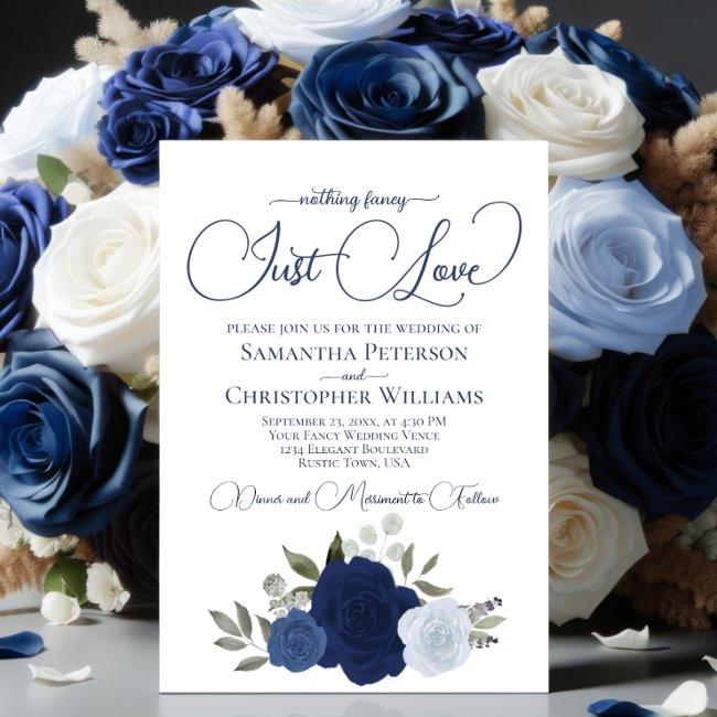 Nothing Fancy Just Love Elegant Blue Roses Wedding