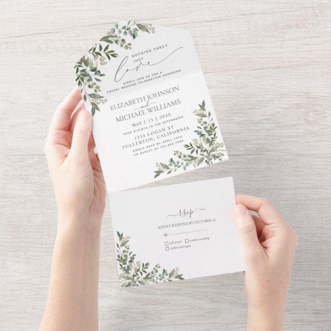 Nothing Fancy Just Love Eucalyptus Casual Wedding All In One