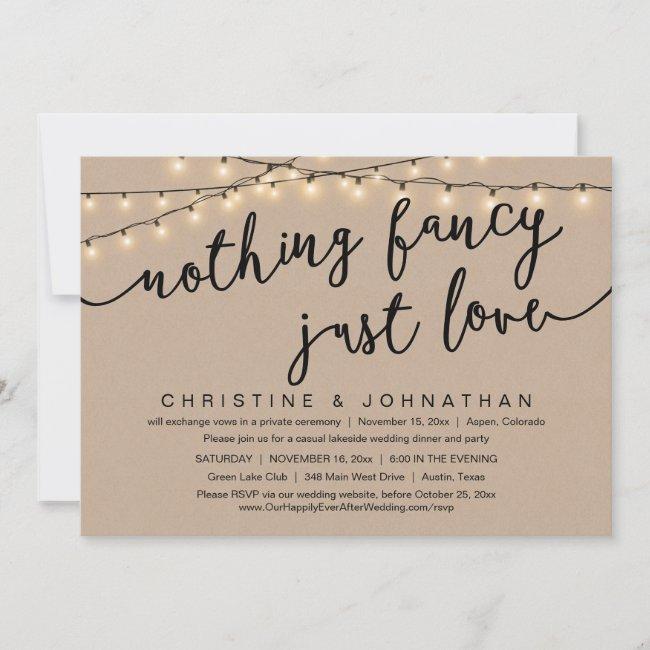 Nothing Fancy, Just Love, Wedding Elopement Party