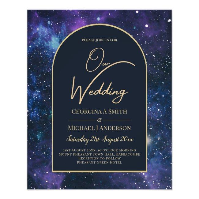 Nudget Starry Night Purple Blue Wedding Invite Flyer