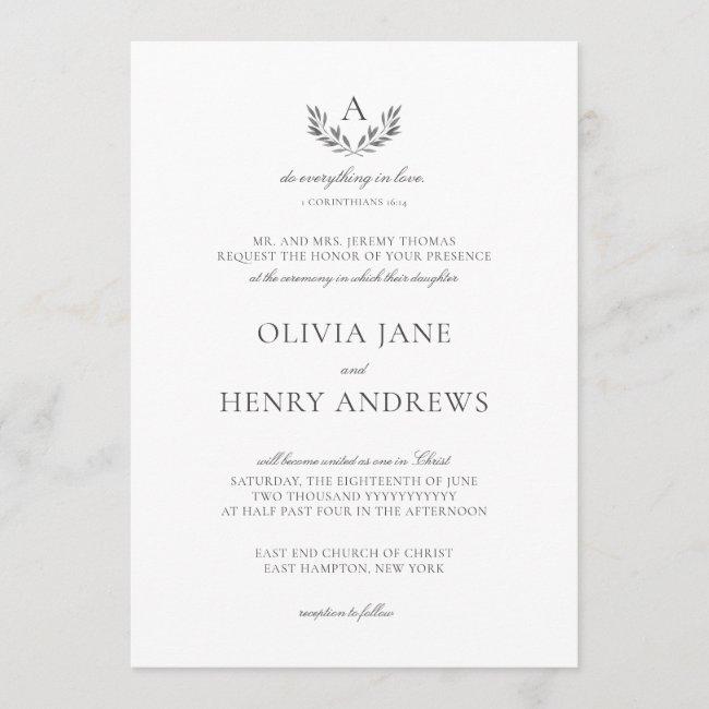 Olivia Elegant Gray Monogram Christian Wedding