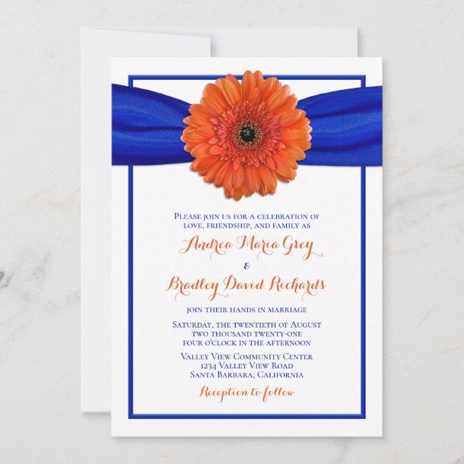 Orange Gerbera Daisy Blue Wedding