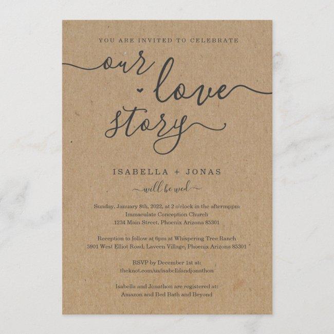 Our Love Story Rsvp & Registry All In One Wedding