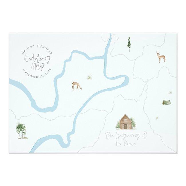 Painted Watercolour Wedding Map