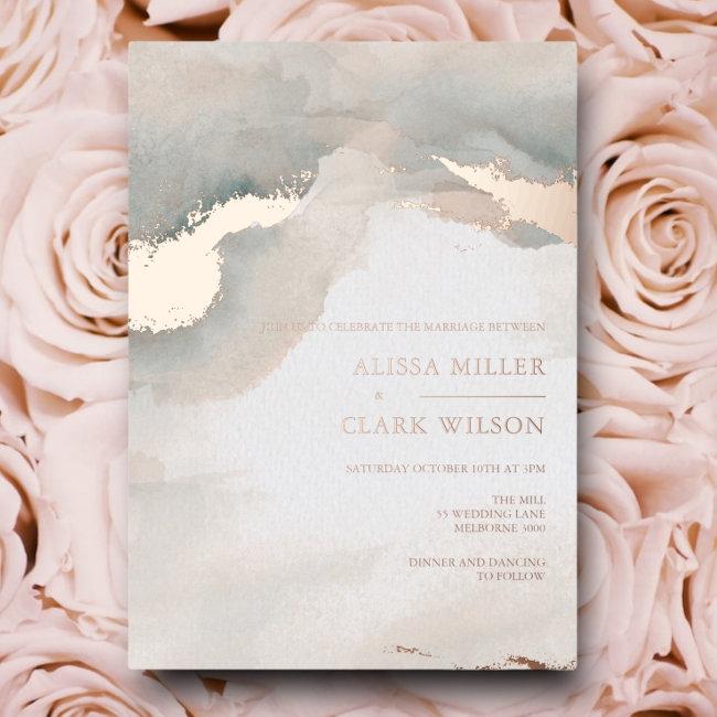 Painterly Watercolor Moody Wedding Foil