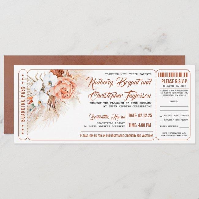 Pampas Grass Terracotta Floral Wedding Ticket